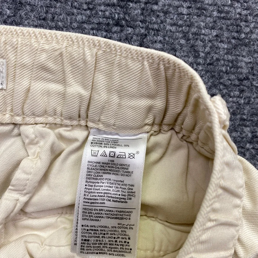 Banana Republic Womens M Cream Lyocell Linen‎ Tapered Utility Pants Grunge